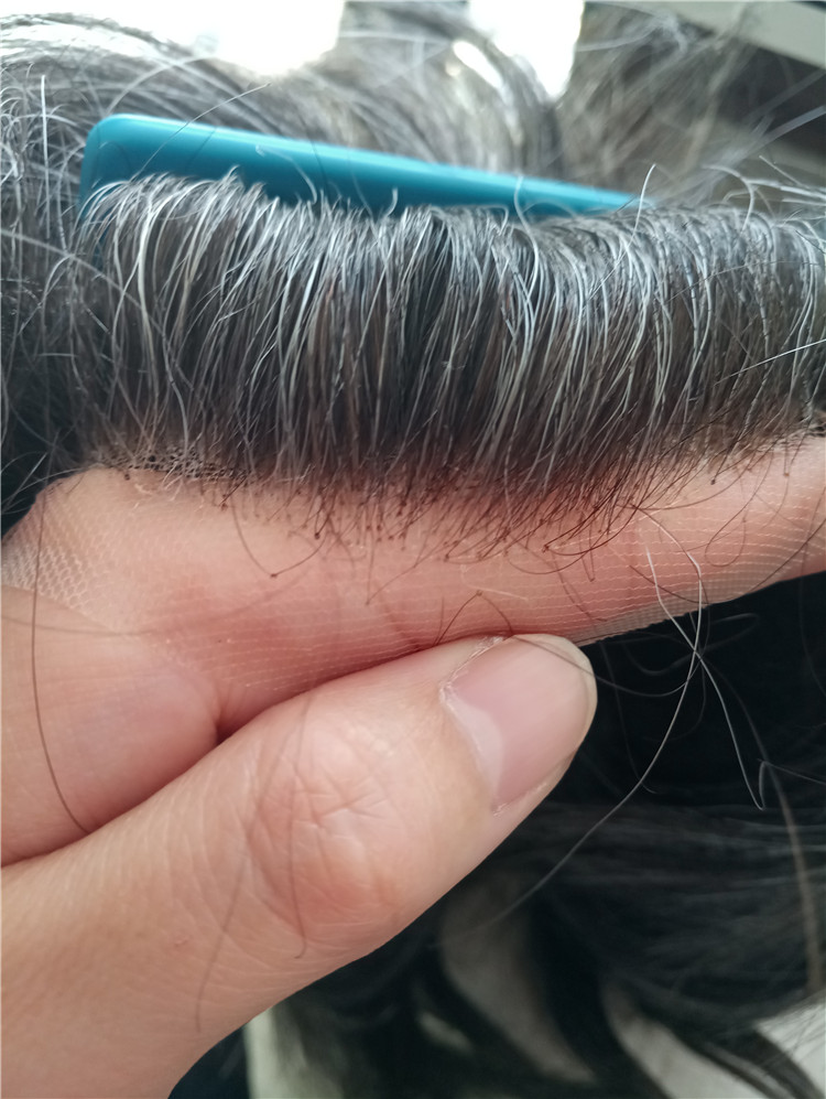 In stock Australia swiss lace with transparent skin around toupee hair replacement for men QM067